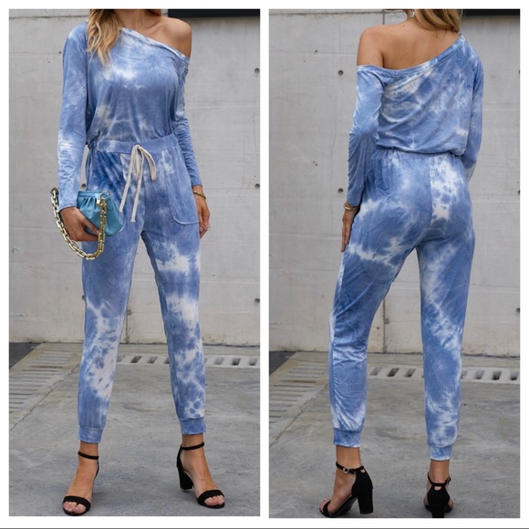 Chic off the shoulder tie dye jumpsuit - Picture 3 of 3